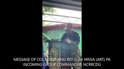 VERY MEANINGFUL MESSAGE OF COL FERDINAND REY G .